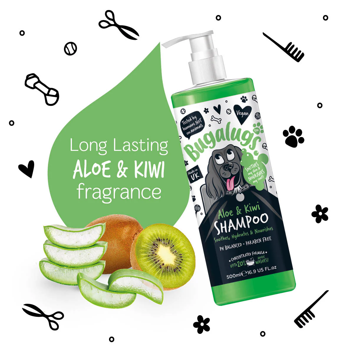 Bugalugs Aloe & Kiwi Dog Shampoo 500ml - Image 3