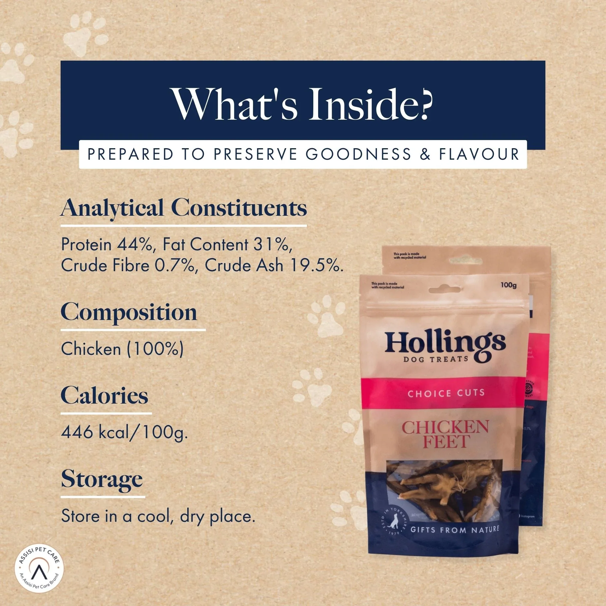 Hollings Chicken Feet Dog Treats 100g - Image 4