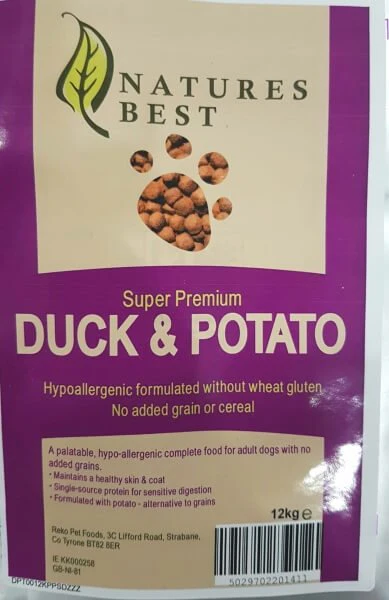 Natures Best Super Premium Hypoallergenic Adult Dog Food Duck & Potato 12kg - Image 2
