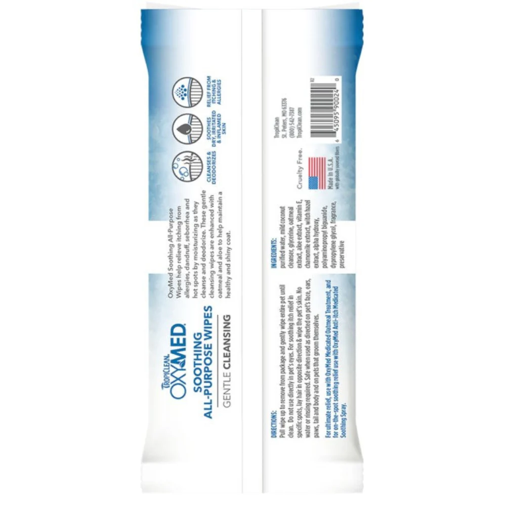 Tropiclean Oxymed Soothing Allergy relief wipes 50 piece - Image 2