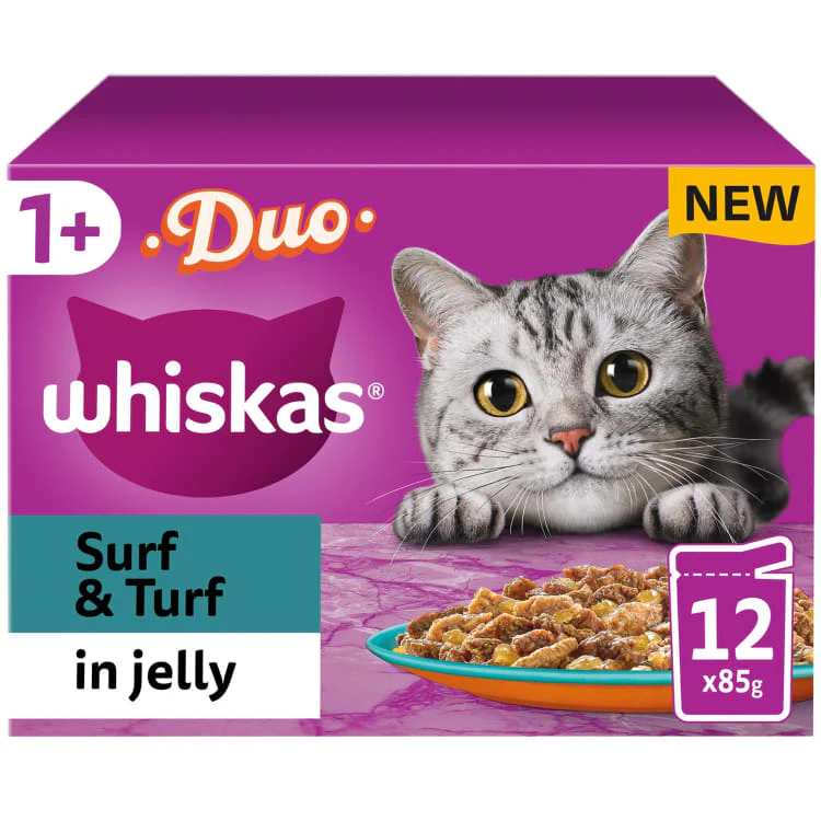 Whiskas Duo Surf & Turf in Jelly Wet Cat Food 12x85g